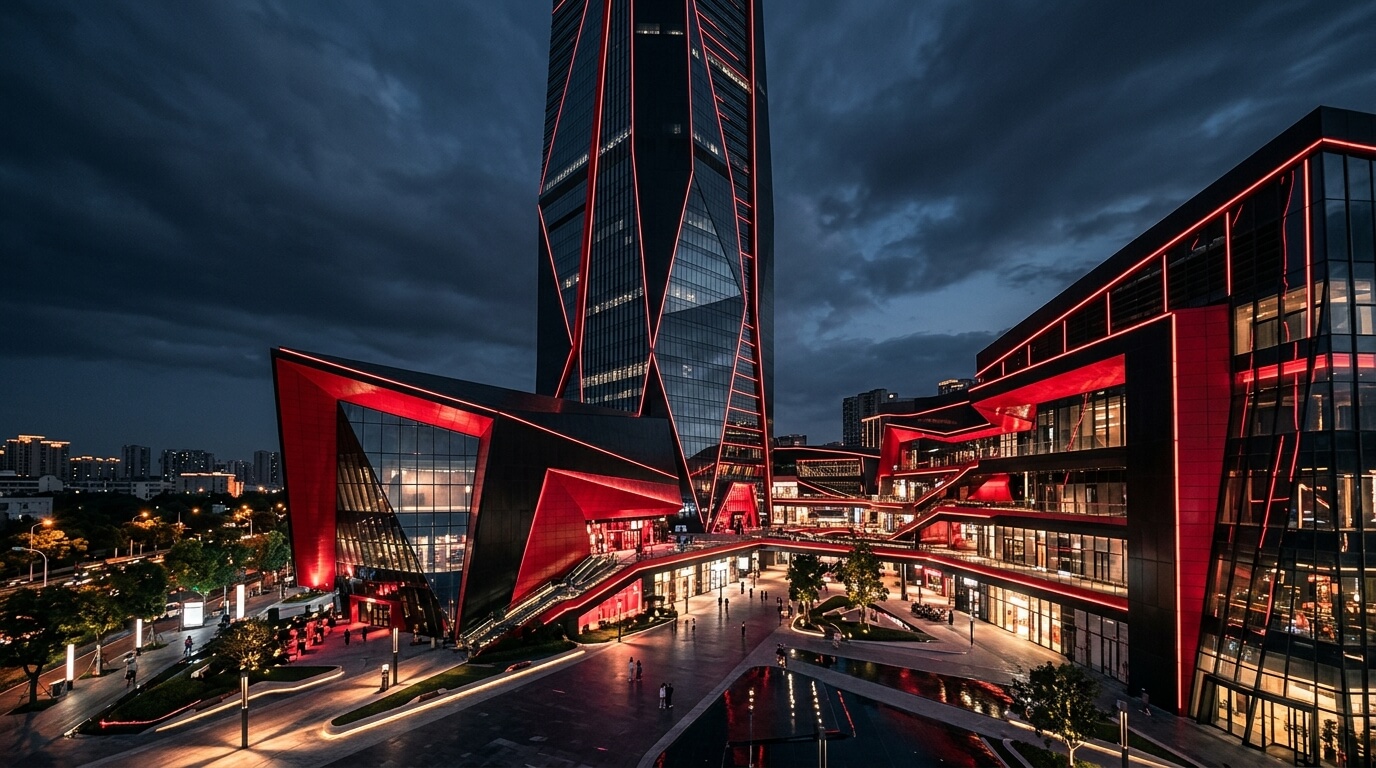 BNS Modern Red and Black Architecture Building